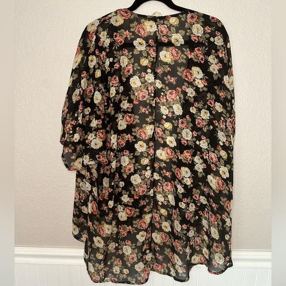 LA Hearts Black Floral Kimono One Size - Picture 3 of 4